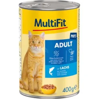 MultiFit Nassfutter Katze Adult, Paté, Lachs 24x400 g