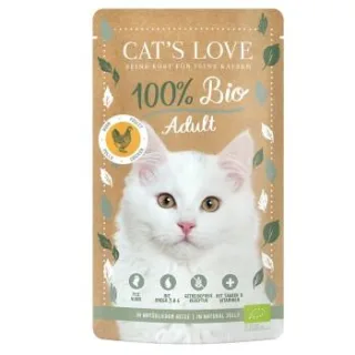 CAT'S LOVE Bio Nassfutter Katze Adult in Gelee Huhn 24x100 g