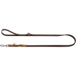 Dog Sport HUNTER stufenlos verstellbare Hundeführleine wolmar biothane x leder braun 1,6 cm