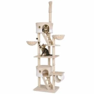 Lionto Kratzbaum XXL, Höhenverstellbar (230 - 250 cm) weiß/ beige