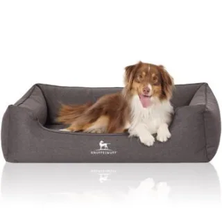 Knuffelwuff Orthopädisches Hundebett Leano aus Velours mit Handwebcharakter schwarz XXXL
