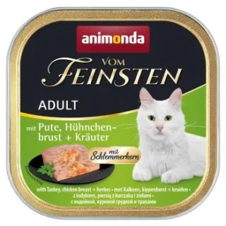 animonda Vom Feinsten Nassfutter Katze, Adult, mit Schlemmerkern Pute, Hühnchenbrust und Kräuter 32x100 g