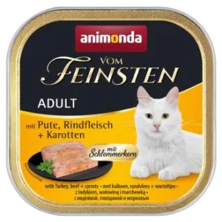 animonda Vom Feinsten Nassfutter Katze, Adult, mit Schlemmerkern Pute, Rindfleisch und Karotte 32x100 g