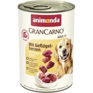 animonda GranCarno Original Nassfutter Hund Adult, Geflügelherzen 24x400 g