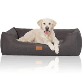 Knuffelwuff Hundebett Lotte aus Velours mit feinem Handwebcharakter grau XXL