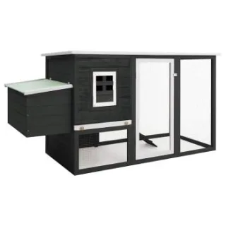 VidaXL Holz Hühnerstall mit Legenest grau