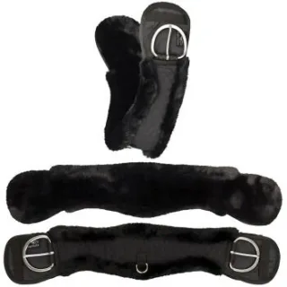 Equinate Western Mondgurt anatomisch mit synthetischem Lammfell schwarz 80 cm