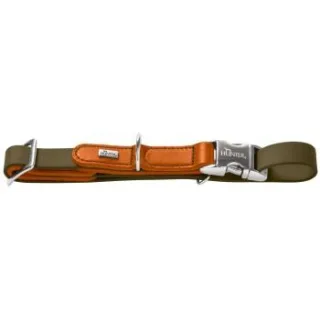 Dog Sport HUNTER Hundehalsung wolmar biothane x leder alu strong khaki XL
