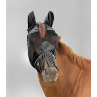 Waldhausen Fliegenmaske Premium mit Ohren und Nasenfransen, schwarz - Pony