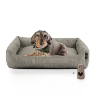 Rohrschneider Hundebett mit Gratis-Beigabe, waschbar, robuster Fein-Cordstoff taupe