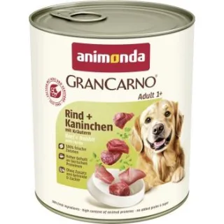 animonda GranCarno Original Nassfutter Hund Adult, Rind und Kaninchen mit Kräutern 12x800 g