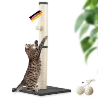 Rohrschneider ® Kratzbaum L, mit Katzenspielzeug, Bodenplatte mit Cordbezug