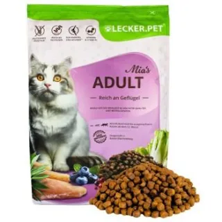 Lyra Pet Lecker.Pet® Mia's Adult Herzhaftes Geflügel Katzenfutter Trockenfutter Vollnahrung 2,5 kg