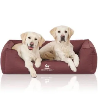 Knuffelwuff Orthopädisches Wasserabweisendes Hundebett Leon aus Velours mit Handwebcharakter rot XXL