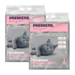 PREMIERE Excellent Klumpstreu Katze Babypuder-Duft 2x12 kg