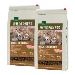 REAL NATURE WILDERNESS Trockenfutter Katze, Kitten, Wide Savannah, Geflügel, Lamm & Wildschwein 2x2,5 kg