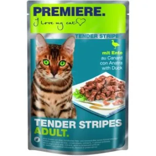 PREMIERE Tender Stripes Nassfutter Katze Adult Ente 56x85 g