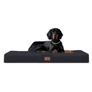 Tierlando FLOKI ORTHO PLUS - Orthopädische Hundematte aus Plüsch & High-Tech-Velours schwarz 80 cm, 13 cm, 60 cm