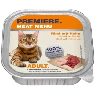 PREMIERE Meat Menu Nassfutter Katze Adult Rind und Huhn 64x100 g