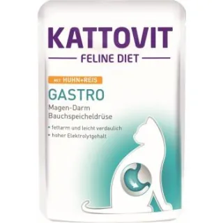 KATTOVIT Feline Diet Nassfutter Katze Gastro Adult Huhn und Reis 96x85 g