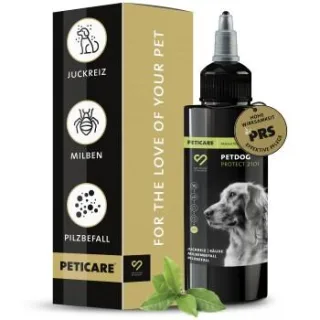 Peticare Anti-Parasiten Mittel für Hunde gegen Milben Flöhe Pilze 100 ml