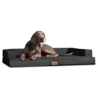 Tierlando ® Orthopädisches Design Hundesofa GIBSON VISCO Kunstleder kubische Form schwarz/ graphit 80 cm, 22 cm, 60 cm