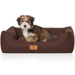 Knuffelwuff Hundebett Lotte aus Velours mit feinem Handwebcharakter braun S