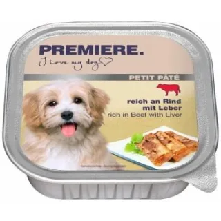 PREMIERE Petit Pâté Nassfutter Hund, Adult, Rind und Leber 44x150 g