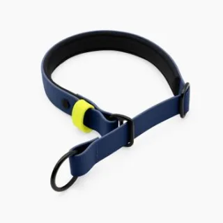 THE DOG IDEA Zugstopp Halsband Navy neon gelb XL