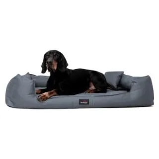 Tierlando GOOFY - Orthopädisches Hundebett aus Polyester inkl. Matratzenschoner grau/ grau 1,1 m, 22 cm, 90 cm