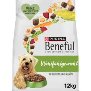 Beneful Purina Trockenfutter Hund, Adult, Wohlfühlgewicht, Huhn & Gartengemüse 12 kg