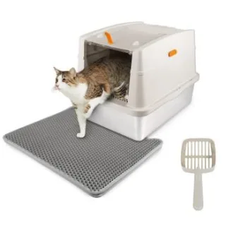 All for paws Edelstahl Katzentoilette mit Vorleger & Schaufel sand