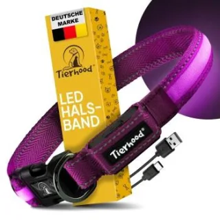 Tierhood Leuchtehalsband LED Halsband lila L