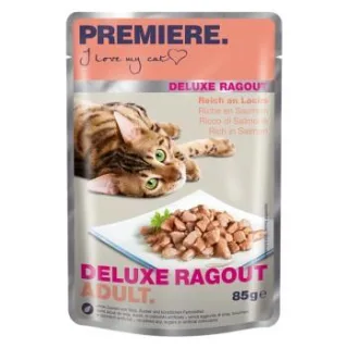 PREMIERE Deluxe Ragout Nassfutter Katze Adult Reich an Lachs 88x85 g