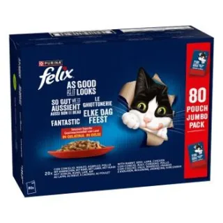 Felix Nassfutter Katze So gut wie es aussieht Adult Jumbo Paket 80 x 85 g