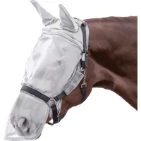 Waldhausen Fliegenmaske Premium für Halfter mit Ohren- & Nasenschutz, silbergrau - Pony