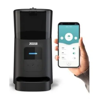 Zedar Futterautomat Katze - Edelstahl napf - 6 Liter - mit APP Steuerung - Automatischer Futterspender für Trockenfutter - Design für Katzen & Hunde - A600