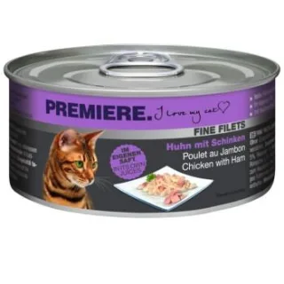 PREMIERE Fine Filets Nassfutter Katze Adult Huhn mit Schinken 48x80 g