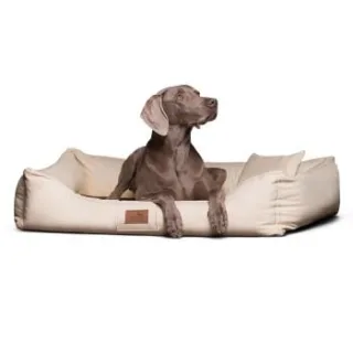 Tierlando ® Orthopädisches Hundebett Maddox Kunstleder Hundesofa Mittelgroß Große Hunde Hundesofa XL XXL creme 1,5 m, 25 cm, 1 m