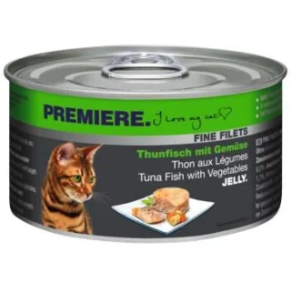 PREMIERE Fine Filets Nassfutter Katze Adult Jelly Thunfisch mit Gemüse 48x100 g