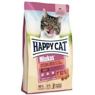 HAPPY CAT Minkas Trockenfutter Katze, Adult, Sterilised, Lachs 10 kg