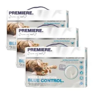 PREMIERE Blue Control White Sensation Klumpstreu Katze 3x12 l
