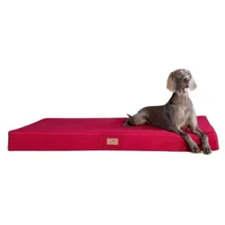Tierlando FLOKI ORTHO PLUS - Orthopädische Hundematte aus Plüsch & High-Tech-Velours dunkelrot 1,5 m, 13 cm, 1 m