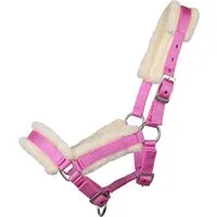 QHP Fohlenhalfter mit Pelz rosa - FULL