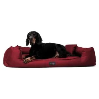 Tierlando GOOFY - Orthopädisches Hundebett aus Polyester inkl. Matratzenschoner dunkelrot 90 cm, 22 cm, 75 cm