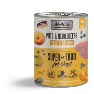 MAC's Nassfutter Hund Adult Pute und Heidelbeeren 6x800 g