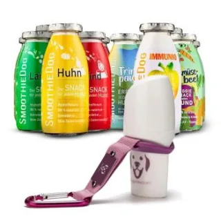 SmoothieDog Mix 12x 250 ml + Doggyroller Rosa mit Karabiner