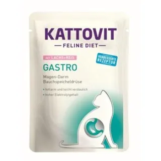 KATTOVIT Feline Diet Nassfutter Katze Gastro Adult Lachs und Reis 96x85 g