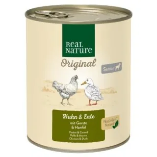 REAL NATURE Nassfutter Hund, Senior, Huhn und Ente 24x800 g