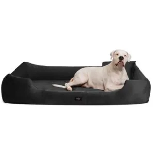 Tierlando VINCENT High-Tech-Velours (Triton) und Cord - Orthopädisches Hundebett schwarz 1,1 m, 25 cm, 90 cm